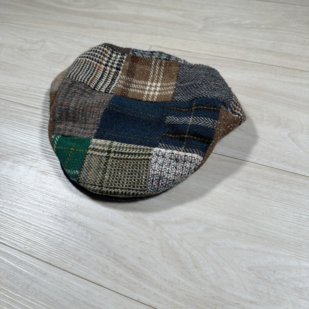 VTG LL Bean Hanna Hats Pure Wool Tweed Patchwork Newsboy Flat Cap Hat XL Ireland